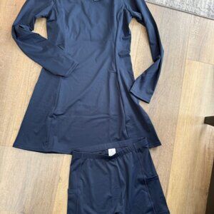 NEW Hellisel Women's Navy Long Sleeve Square Neck Mini Dress Size M